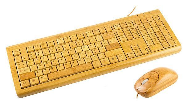 clavier et souris en bambou