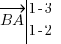 vec{BA} tabular{000}{10}{1-3 1-2}